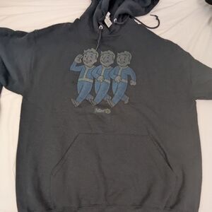 Fallout Black Hoodie Featuring The Iconic Vault Boy Graphic Large